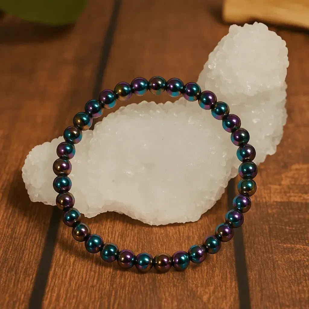 Pulsera Hematita Arcoíris (Titanio): Fuerza, Alegría y Protección - Pulsera - Brujy Magic