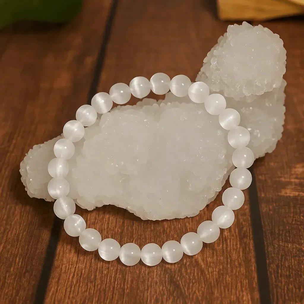 Pulsera de Selenita - Mineral de Recarga Energética - Pulsera - Brujy Magic