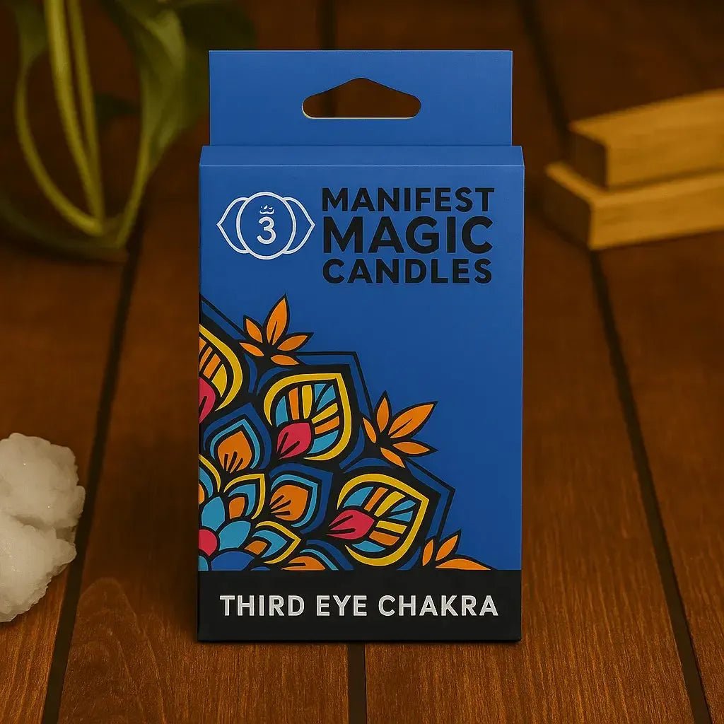 Vela pequeña de Ritual - Azul Oscuro Chakra Tercer Ojo (pack de 12) - Brujy Magic